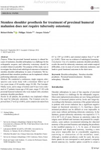 Ballas - Stemless shoulder prosthesis for treatment of proximal humeral malunion does not require tuberosity osteotomy